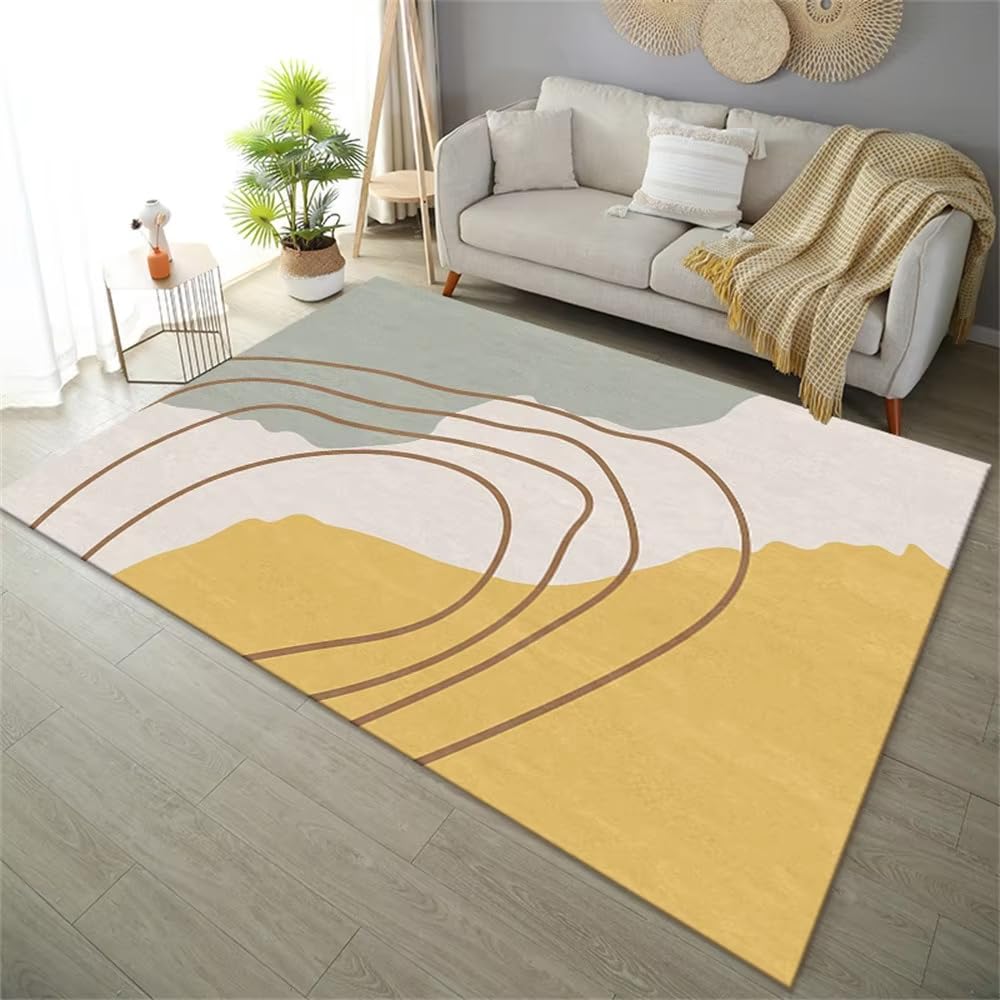 Alfombra minimalista geométrica para sala de estar moderna y rincón de lectura relajante