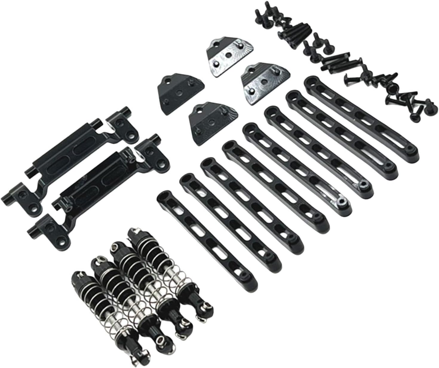 1:12 RC Car Metal Upgrade Kits Shock Absorbers Front and Rear Tie Rod Base for MN78 RC Hobby Car, Black
