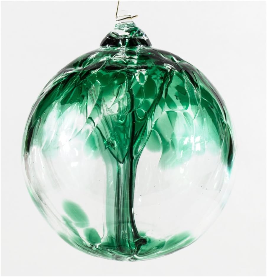 Milford Collection Tree of Life Small Glass Globe - Emerald