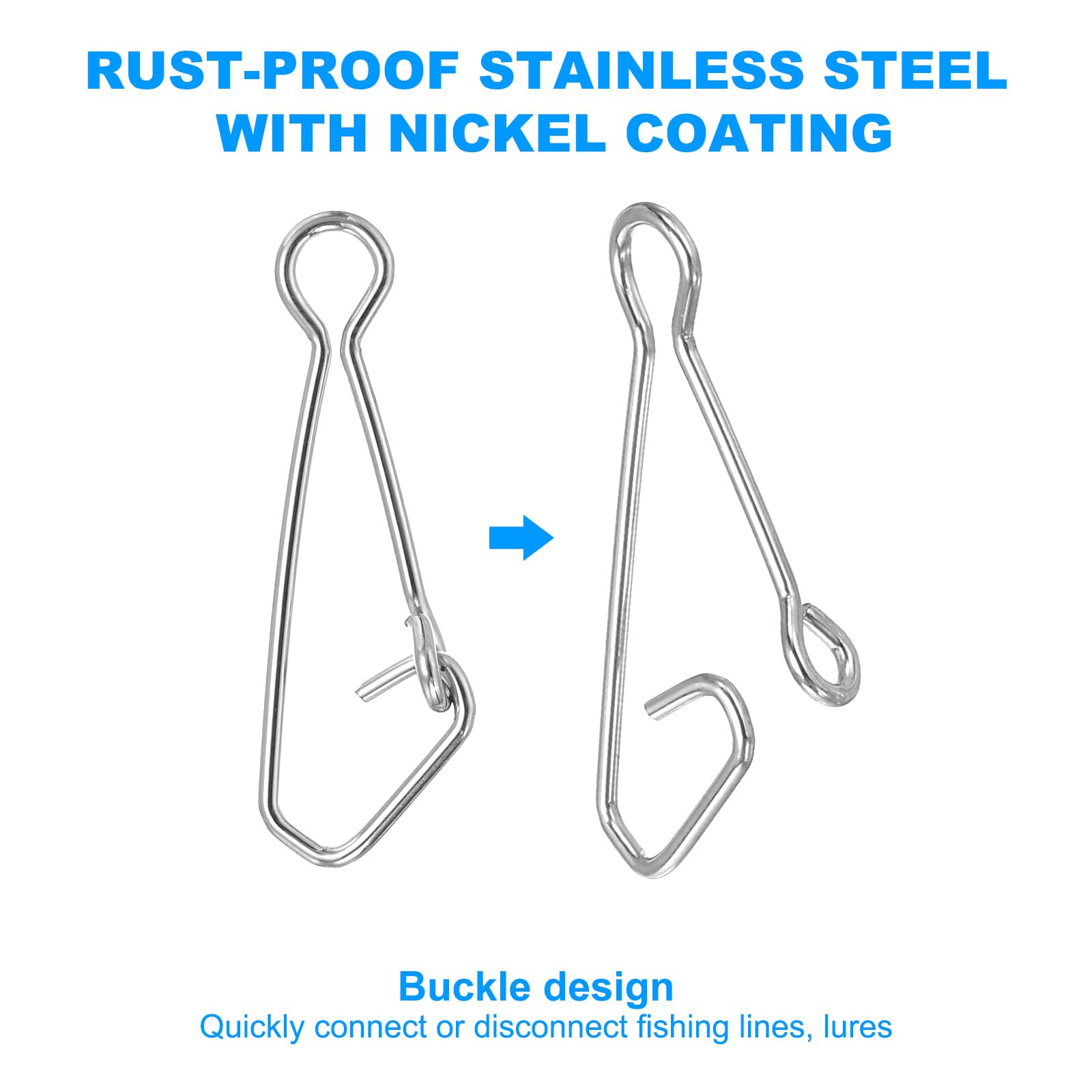 PATIKIL High Strength Fishing Snaps, 50 Pack 125 Lbs Stainless Steel Line Pin Connector Swivels Clips Quick Change for Fishing Lures Freshwater Saltwater, White - Image 3