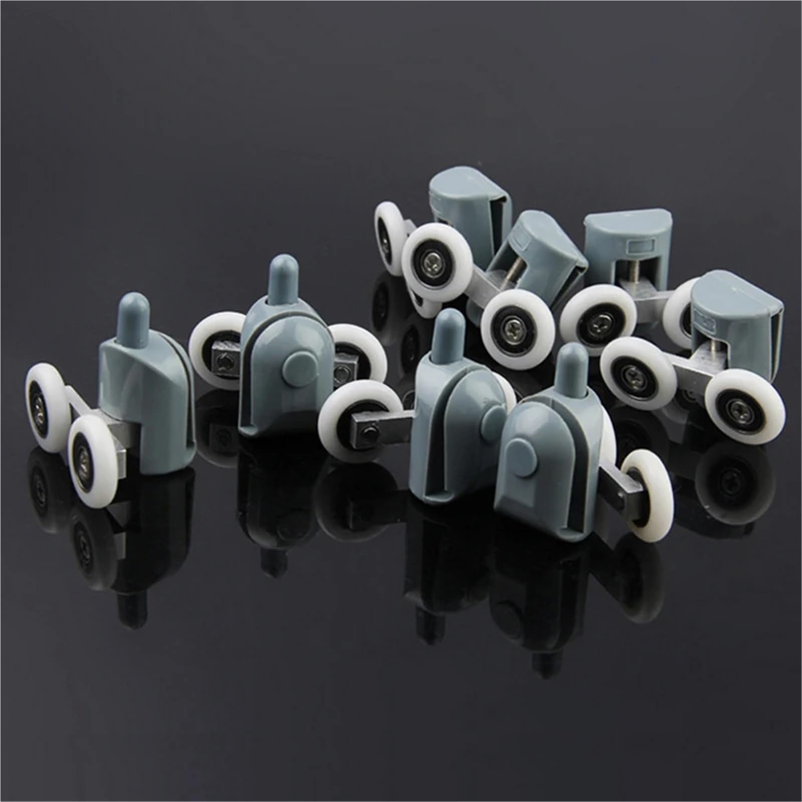 Doppelte Duschtürrolle aus Zinklegierung, Läufer/Riemenscheiben/Rollen/Räder, Lagerdurchmesser 19 mm/20 mm/23,0 mm/25 mm/27 mm Für Schiebetüren(Gray-4Sets,27mm)