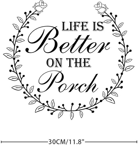 Miniatura 5 de Calcomanías de pared con texto "Life is Better On The Porche" extraíble para dormitorio, decoración del hogar