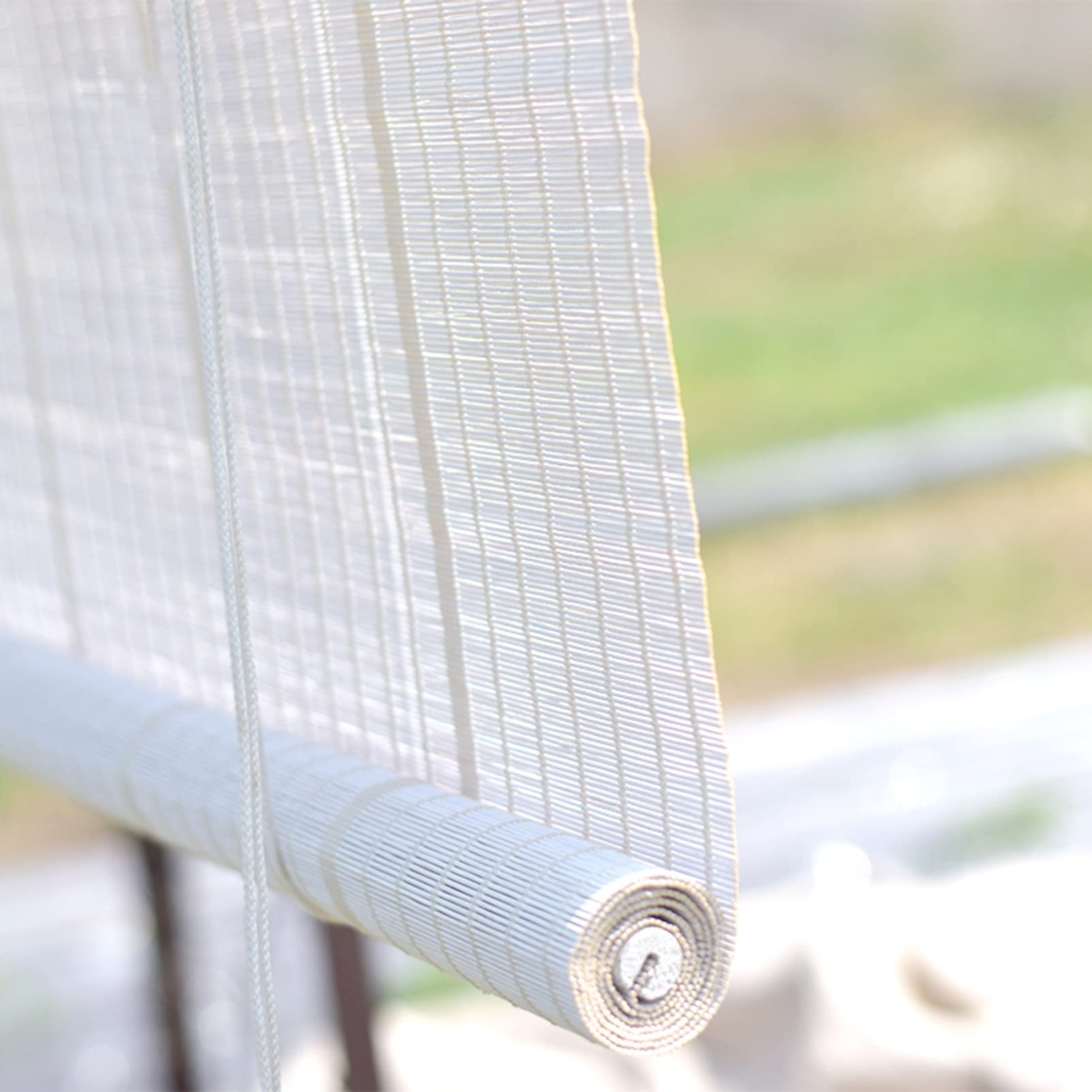 Store Enrouleur Exterieur Bambou Blanc,Bambou Store Enrouleur Bambou Vertical Bambou Naturel Intérieur,Blackout Rideau D'intimité pour Fenêtres Balcon Jardin (100 * 180cm/39 * 71in,A)