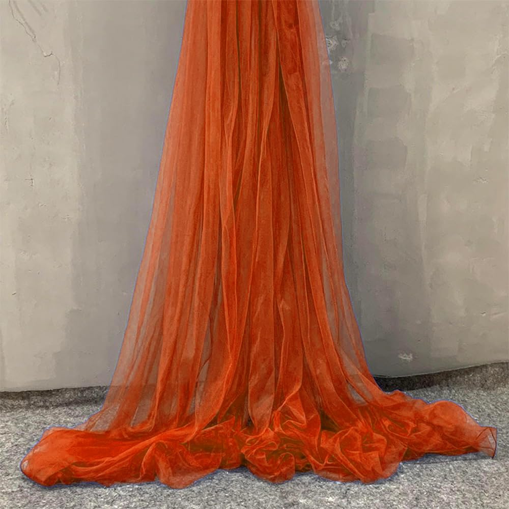 20 m x 150 cm Tissu en tulle doux à coudre, tissu en tulle doux, vendu au mètre, tissu d'ameublement, tissu décoratif pour mariage, rideaux, robe, jupe en tulle, arche, cérémonie, décoration, orange A