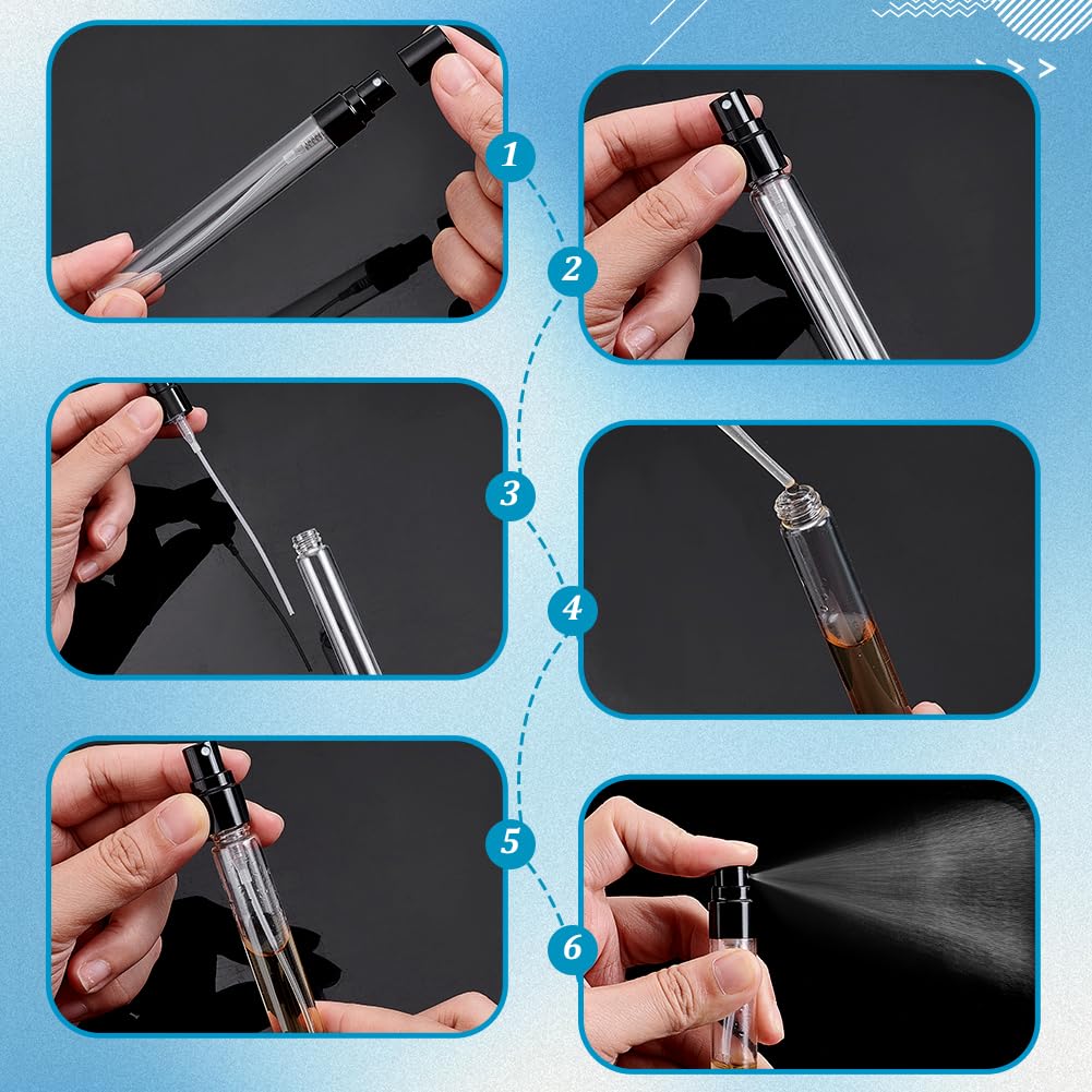 PH PandaHall 50 Stück 10ml Glas Parfümflaschen Mini Sprühflasche Reisegröße Leerer Parfümzerstäuber Für Ätherische Öle Auf Reisen Geschenk Zu Weihnachten Und Zum Muttertag