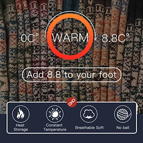 Heatuff Mens Warm Wool Socks Thermal Winter Thick Crew Pattern Socks Cold Weather 5 Pairs3
