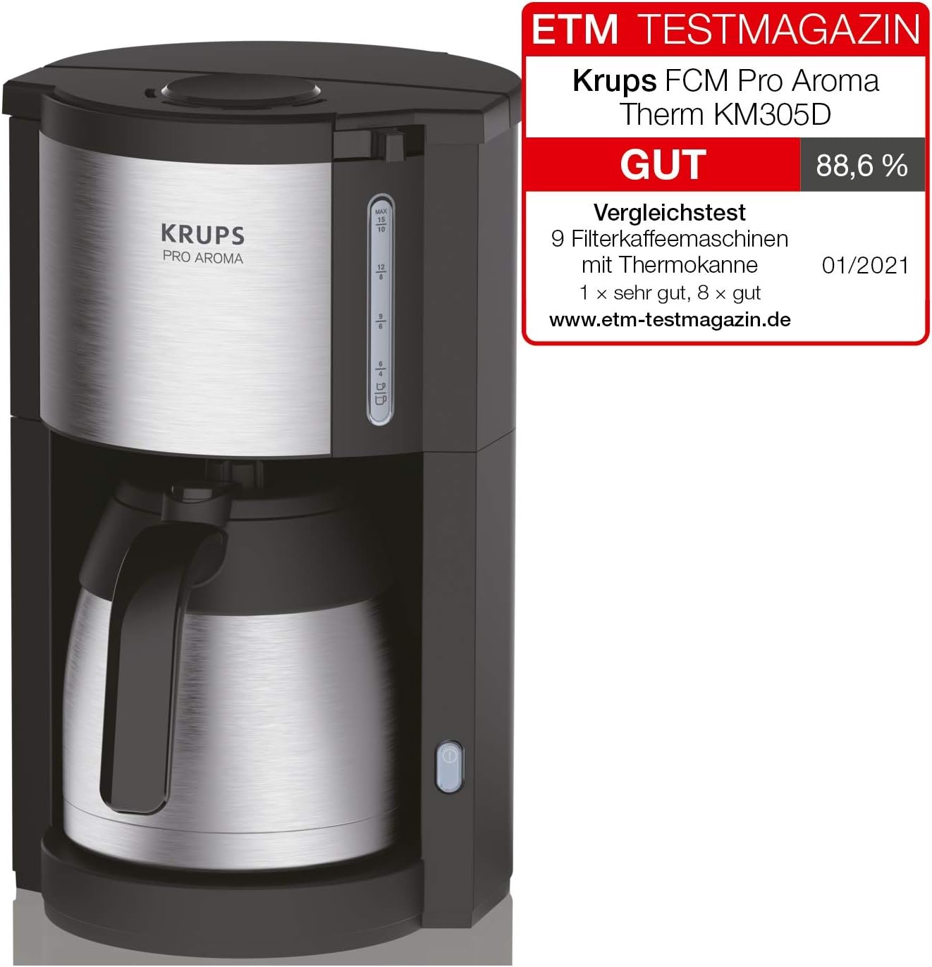 Krups KM305D10 Proaroma termica Filtro macchina per caffè, colore: nero/acciaio inox Krups KM305D10 Proaroma termica Filtro macchina per caffè, colore: nero/acciaio inox