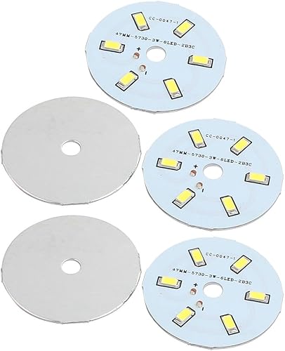 IIVVERR 5pcs 1.850 in Dia 3W 6 LEDs 5730 SMD Luz de techo LED blanco puro Tablero de aluminio (5pcs 1.850 in Dia 3W 6 LEDs 5730 SMD Tablero de