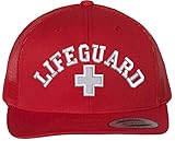 Red Lifeguard Cross + Trucker Hat | Mesh Back Snapback Adjustable Professional Safety Lifeguard Cap for Men Women