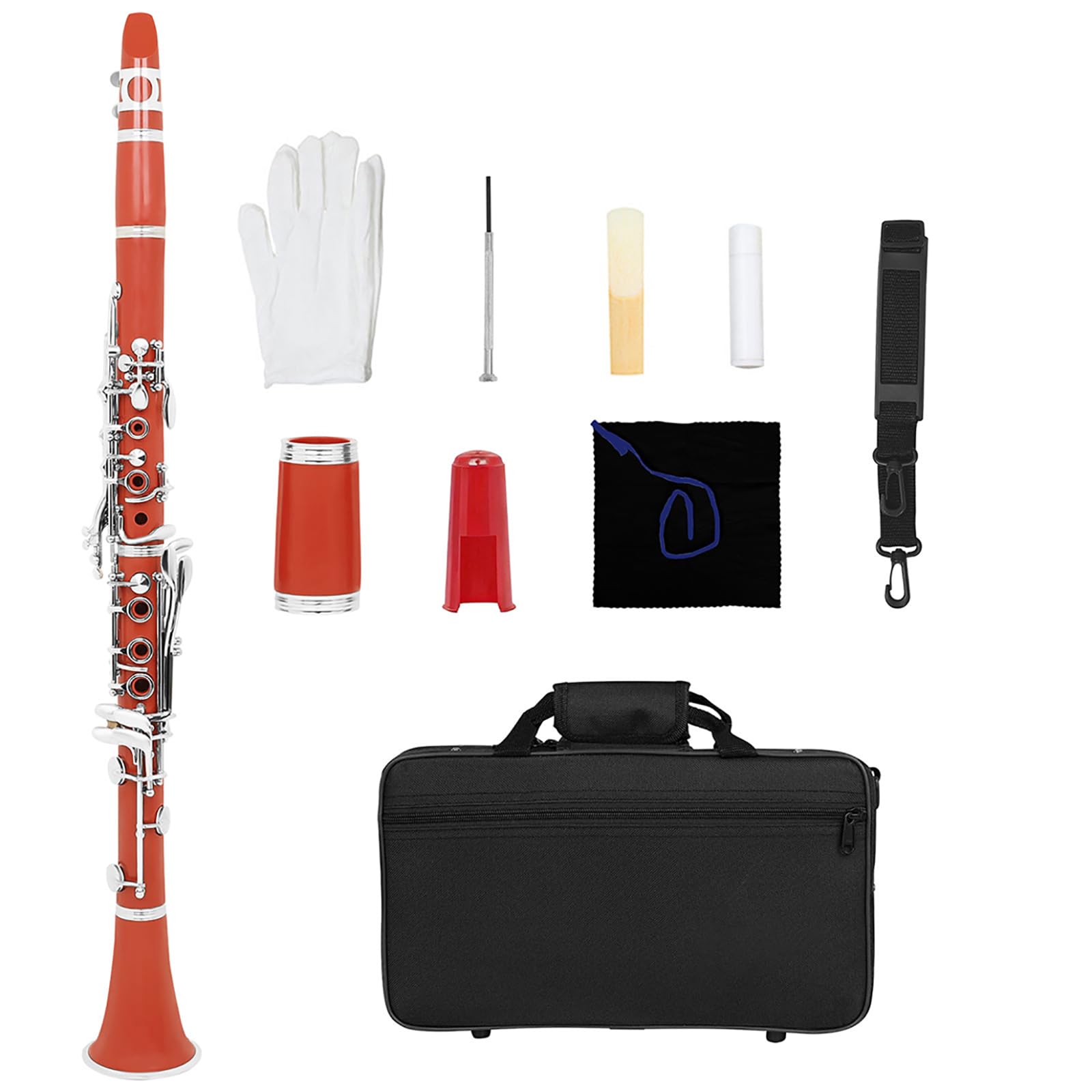 Clarinetto piatto in ABS B con cuscinetti italiani e tasti di precisione, perfetto per esercitazioni in aula di musica e clarinetto per studenti di palcoscenico, con doppia regolazione