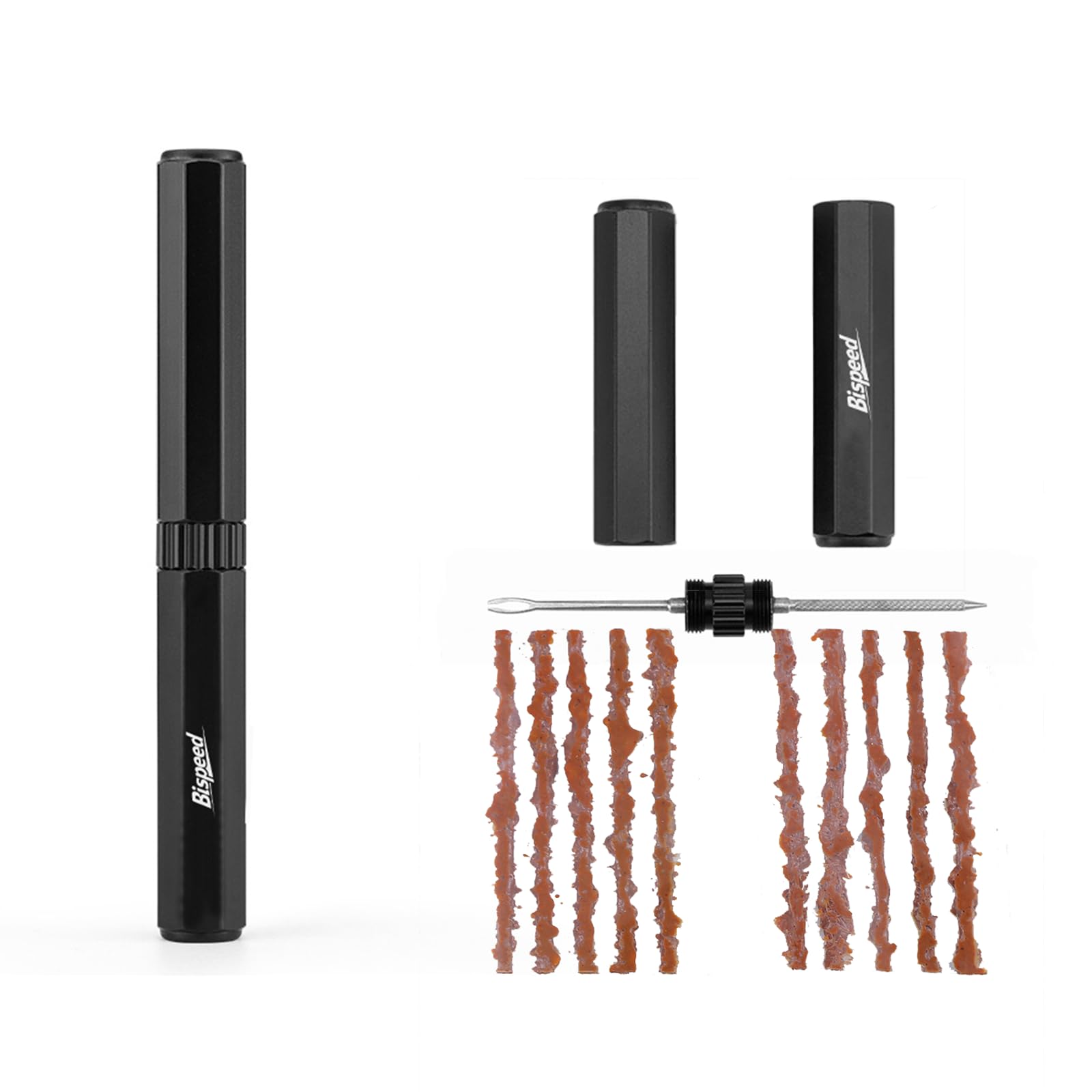 Tubeless Tire Repair Kit with Plugs?Black Tire Plug Kit?Portable Bike Tools?Flat Tire/Puncture Repair Kit?Tubeless Bike Tire Emergency Repair Kit, Easy to Use