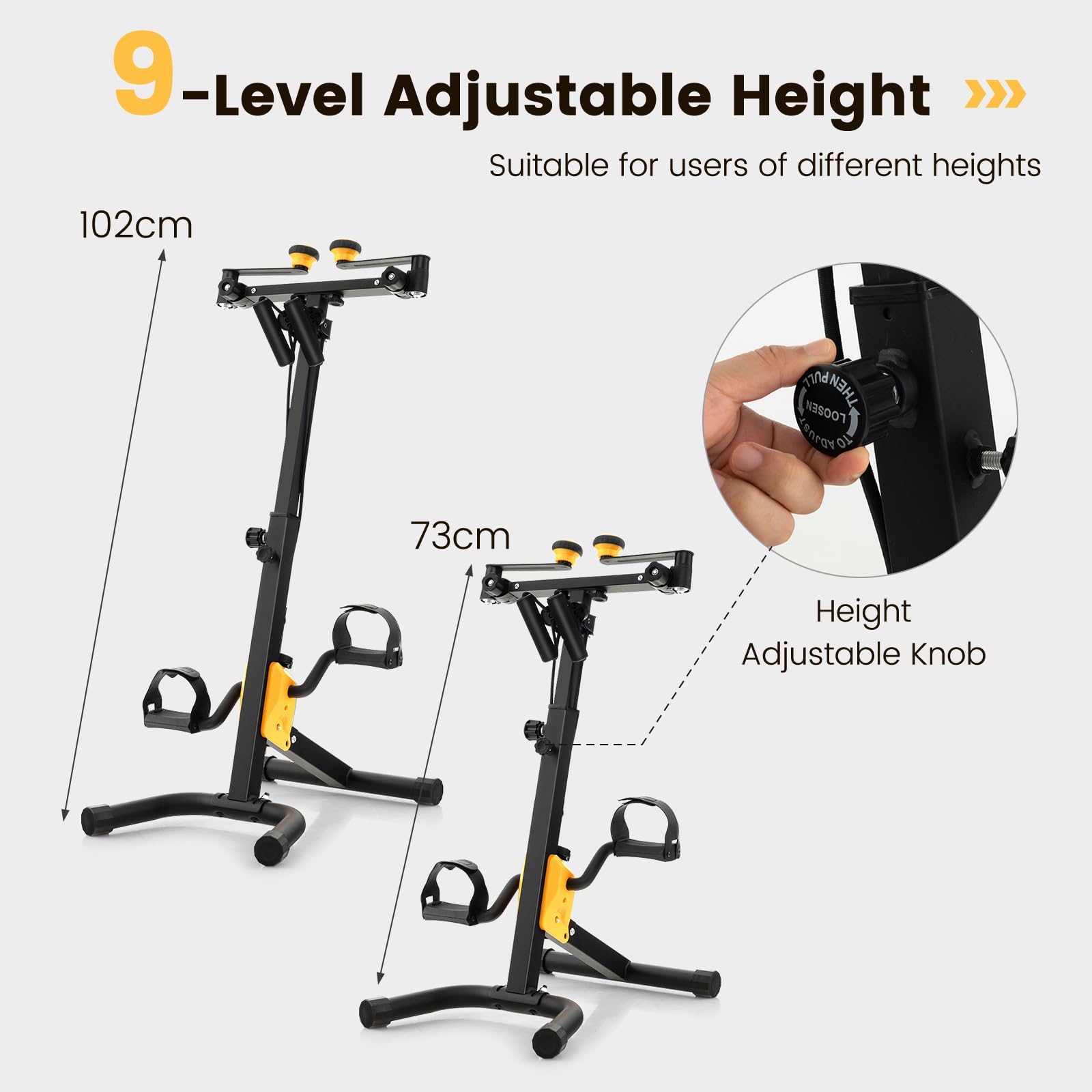 KOMFOTTEU Heimtrainer Fahrrad Multifunktional für Senioren, Pedaltrainer Arm- und Beintrainer, verstellbare Höhe & Widertandstufen, Bewegungstrainer Fitnessbike