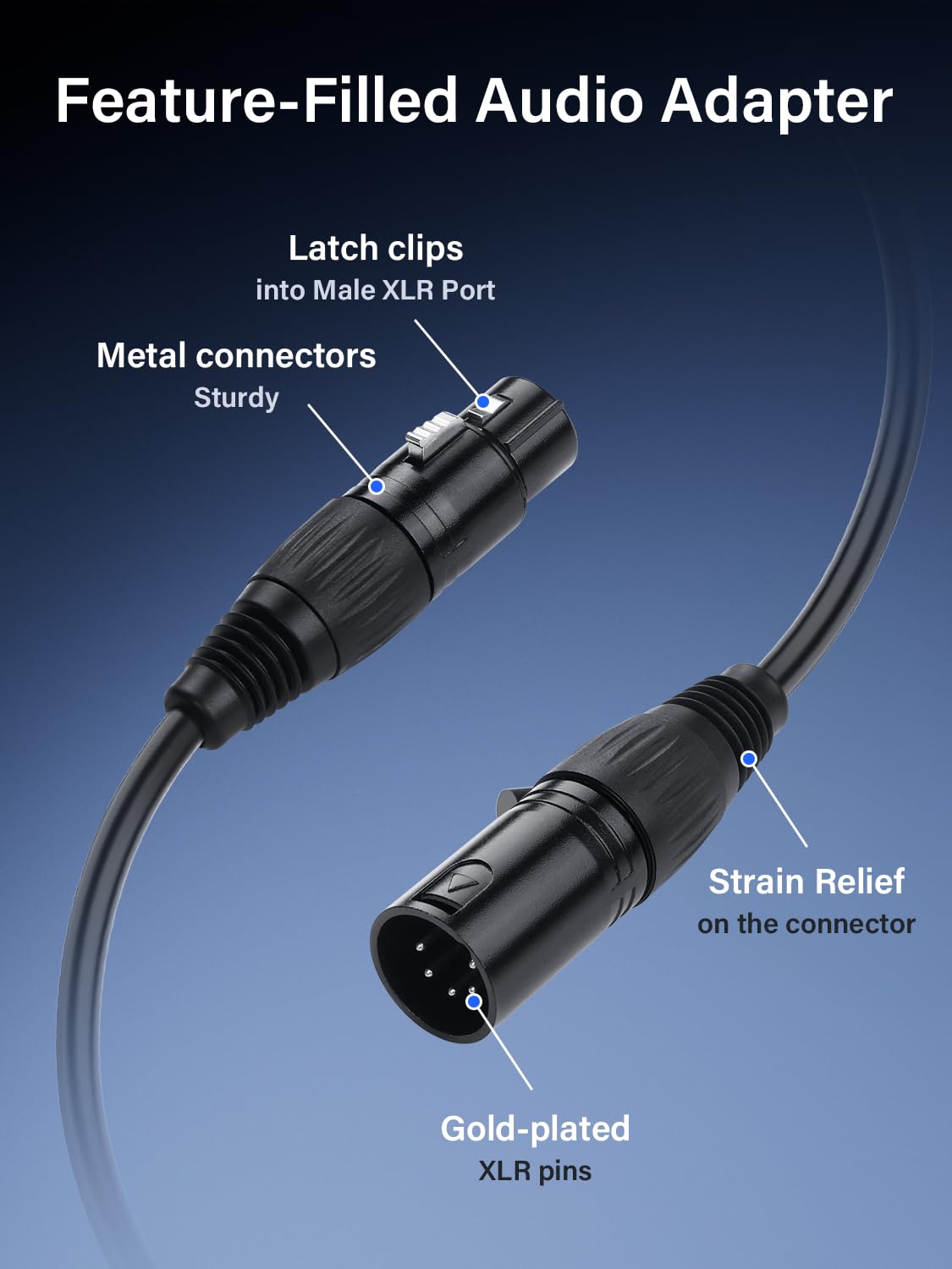 PNGKNYOCN XLR 3 Pin Female to 5 Pin Male DMX Cable,DMX512 Lighting Adapter Cord for DMX Stage Lighting Dimmer Console(0.5M) - Image 4