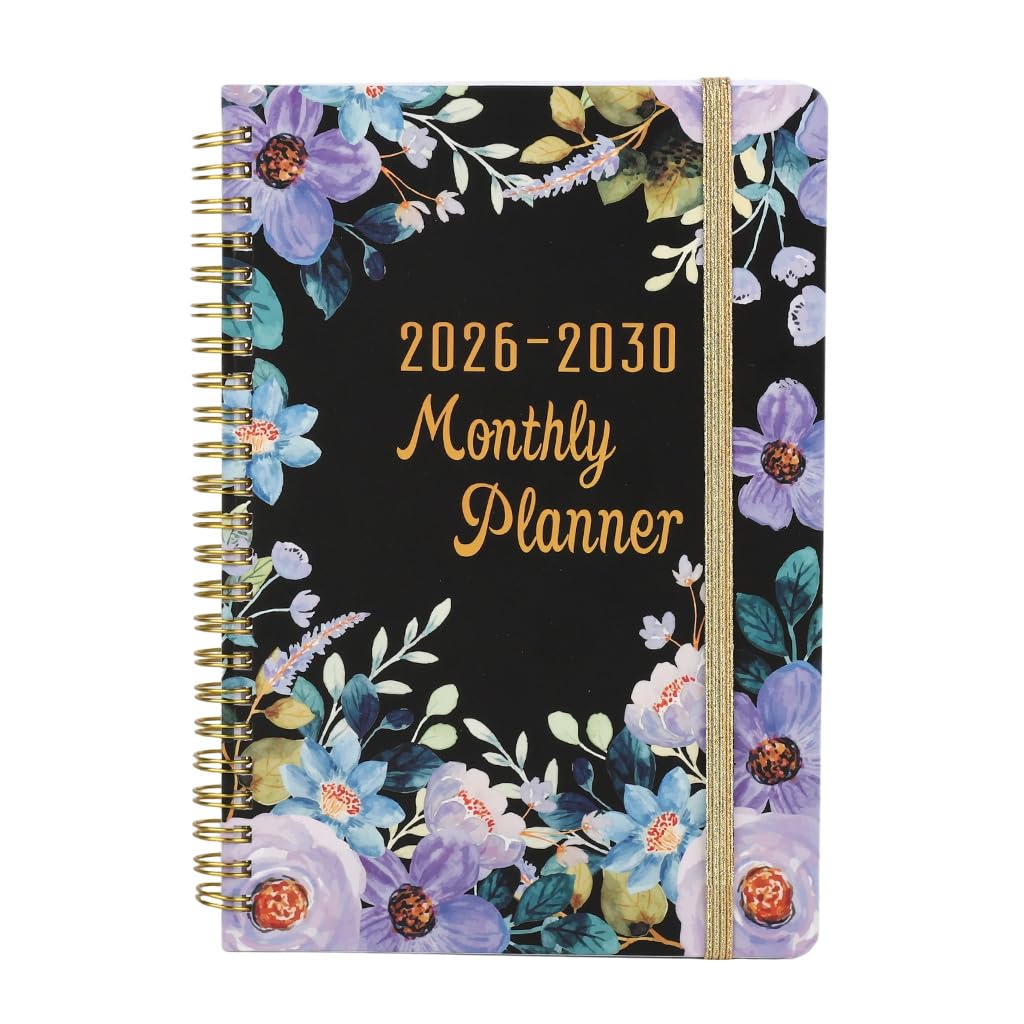 Climberty® 2026-2030 Monthly Planner A5 Hardcover Floral Diary 5 Year Organizer Notebook for Schedule Goals Appointments Office & Personal Planning Climberty® 2026-2030 Monthly Planner A5 Hardcover Floral Diary 5 Year Organizer Notebook for Schedule Goals Appointments Office & Personal Planning