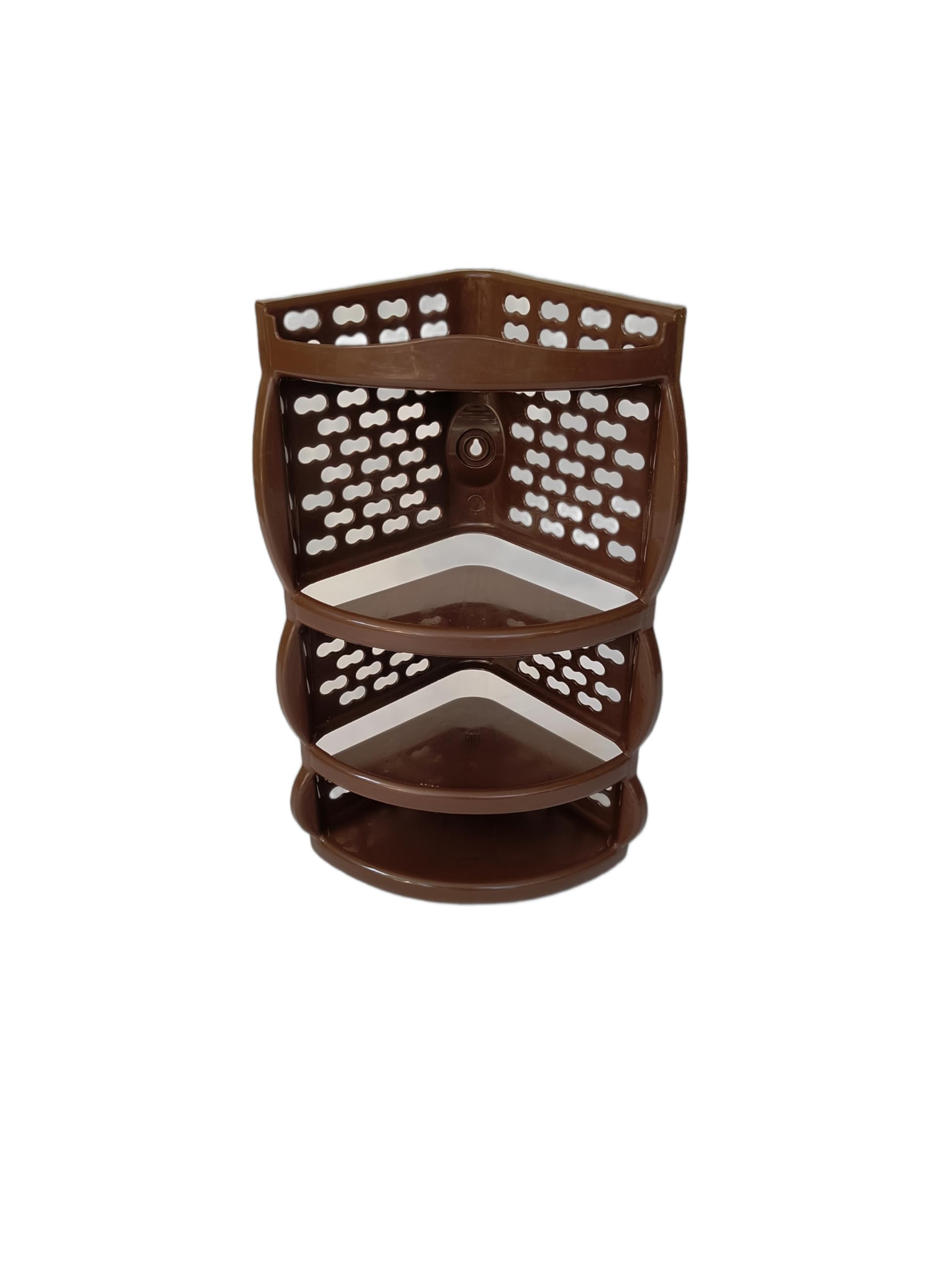 Premium Plastic Multipurpose Wall Mount Bathroom Corner Rack Home Kitchen and Office Use Shelf Brown Colour-image-15