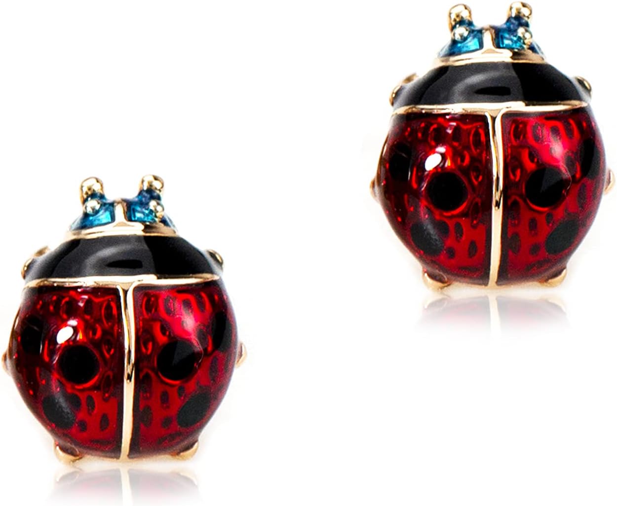 Women's Christmas Earrings,Hypoallergenic 18K Rose Gold Plated Red Ladybug Stud Earrings for Women Jewelry Gift