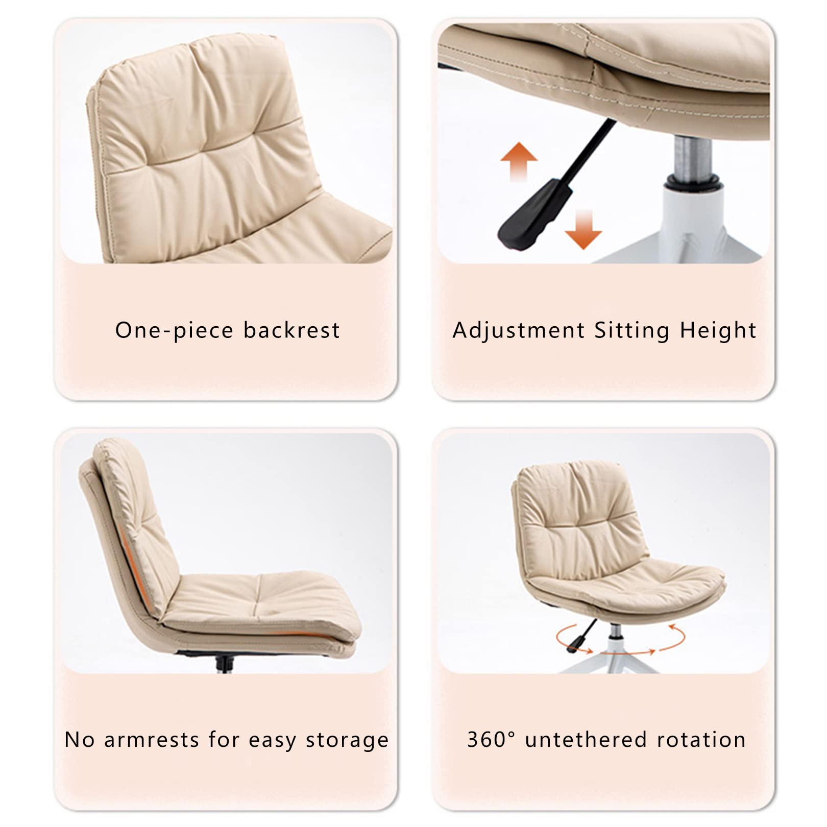Sedia Ufficio Senza Braccioli Ergonomica Girevole - Compatta Con Ruote E Altezza Regolabile, Perfetta Per Piccoli Spazi, Home Office E Studio