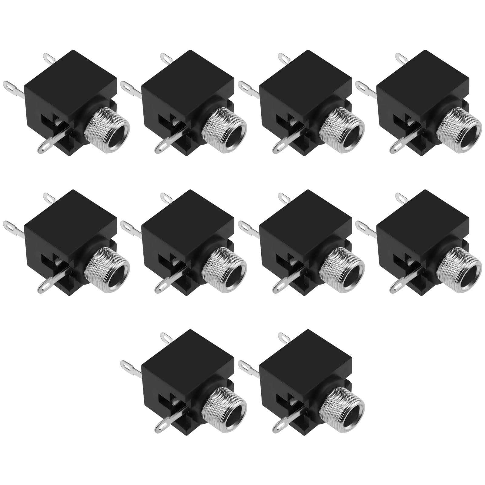 Sourcing Map 6.35mm 1/4 Pouce Femelle Stéréo TRS Audio Prise Jack Connecteur Panneau/Chassis Courbé - 6.35mm Stéréo Prise 4Pcs