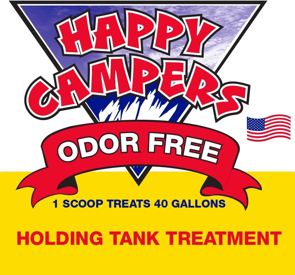 Happy Campers RV Toilet Treatment - Powerful Odor Control, Long-Lasting RV Tank Treatment - Prevents Clogs, Buildup, Sensor Failure - Keeps Holding Tank Clean & Healthy, Odor Free (18 Treatments)