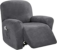 Vista 12 de PrinceDeco Funda para silla reclinable, fundas elásticas de terciopelo para sofá reclinable, estilo de 4 piezas, fundas para sillas reclinables