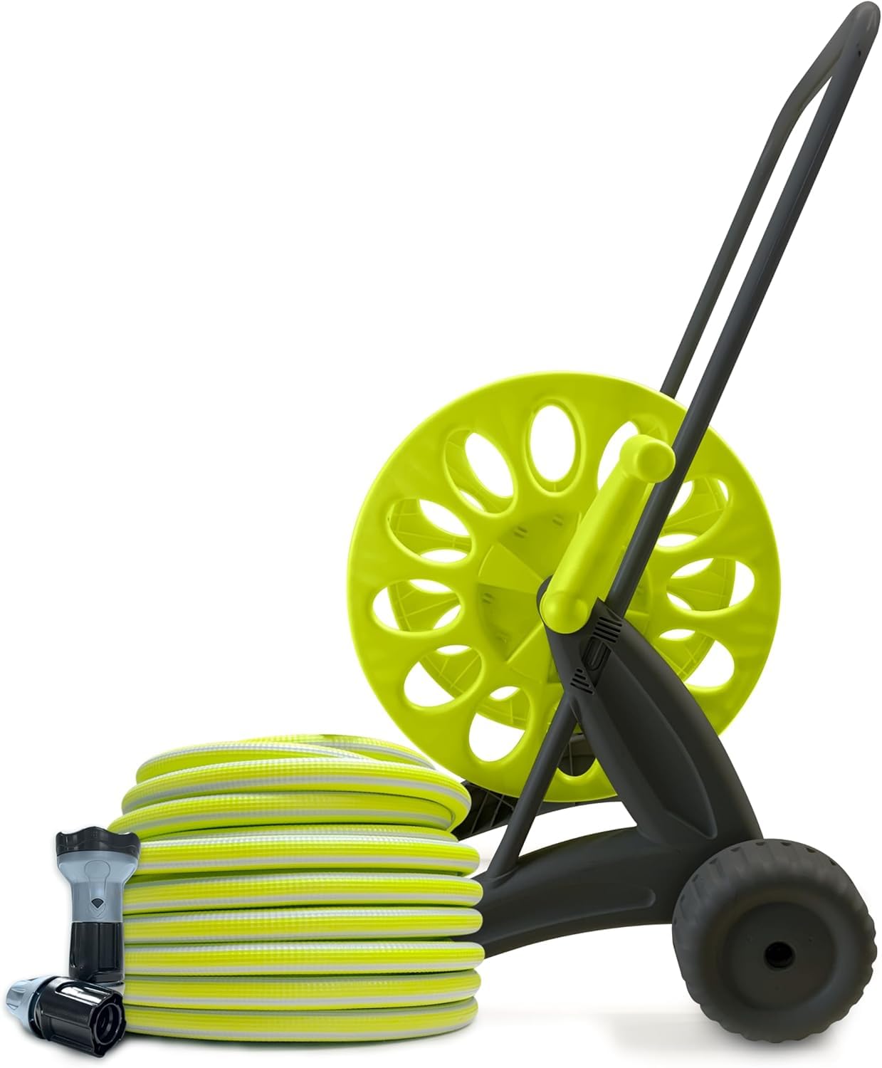 Idroeasy, Kit Carrello Avvolgitubo da Giardino con Tubo Acqua Giardino 30 Metri Superleggero 5/8" (18 bar) – Canna Acqua Anti-Nodo con Doccetta 6 Funzioni e Raccordi, Porta Tubo Made in Italy