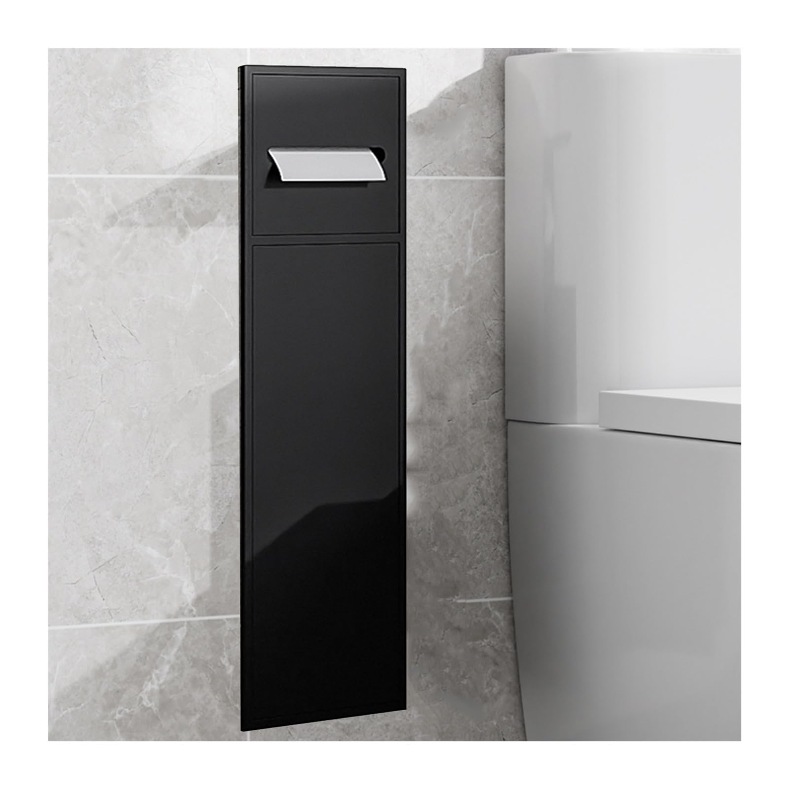 LCANALLYMS Recessed toilet paper holder, Stainless Steel Shower Shelf Toilet Paper And Brush Storage Multicolor 200x660x140mm(Black)