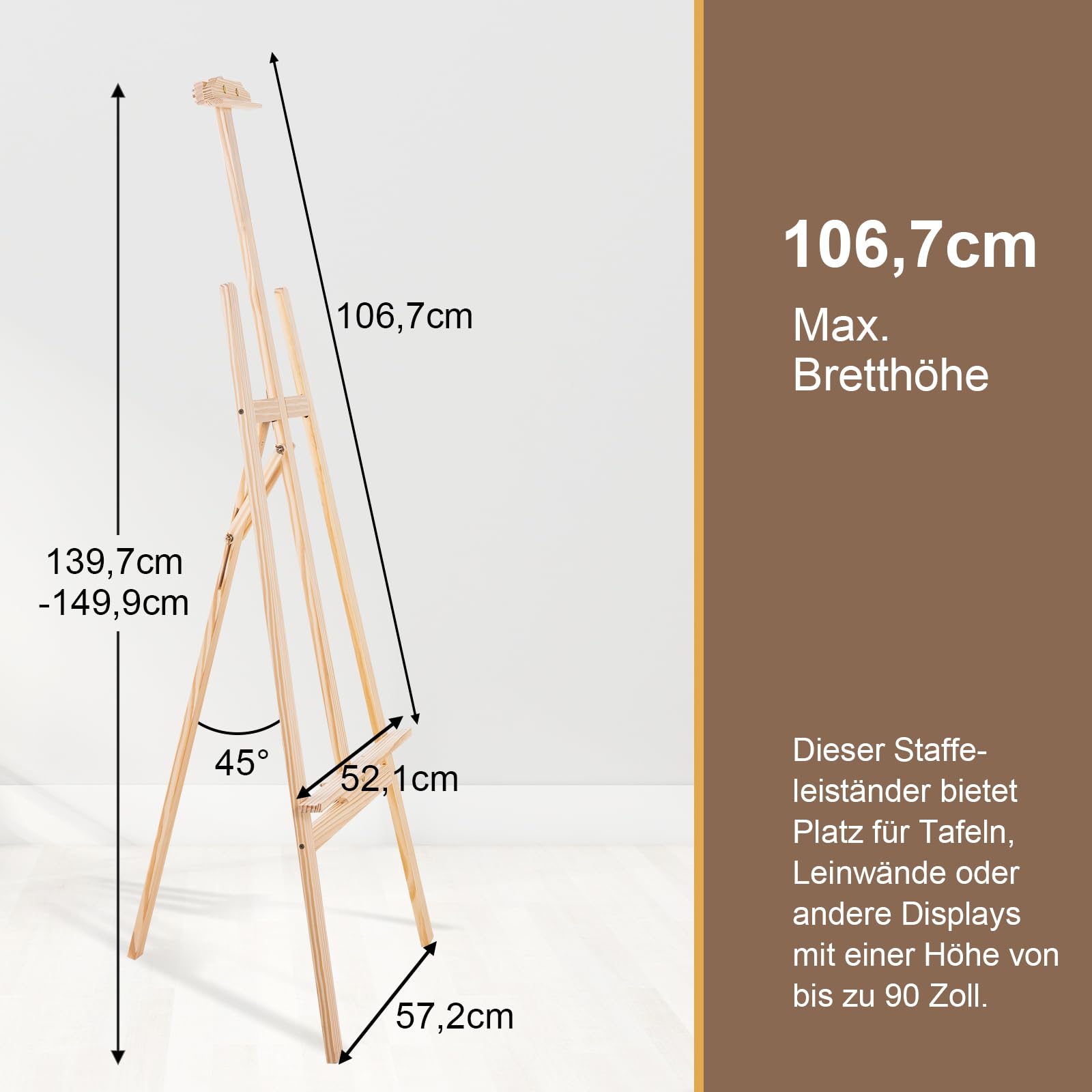 Grote houten schildersezel set van 2180 cm - in hoogte verstelbare bruiloft canvas standaard voor landschilders voor kinderen en volwassenen beukenhout set