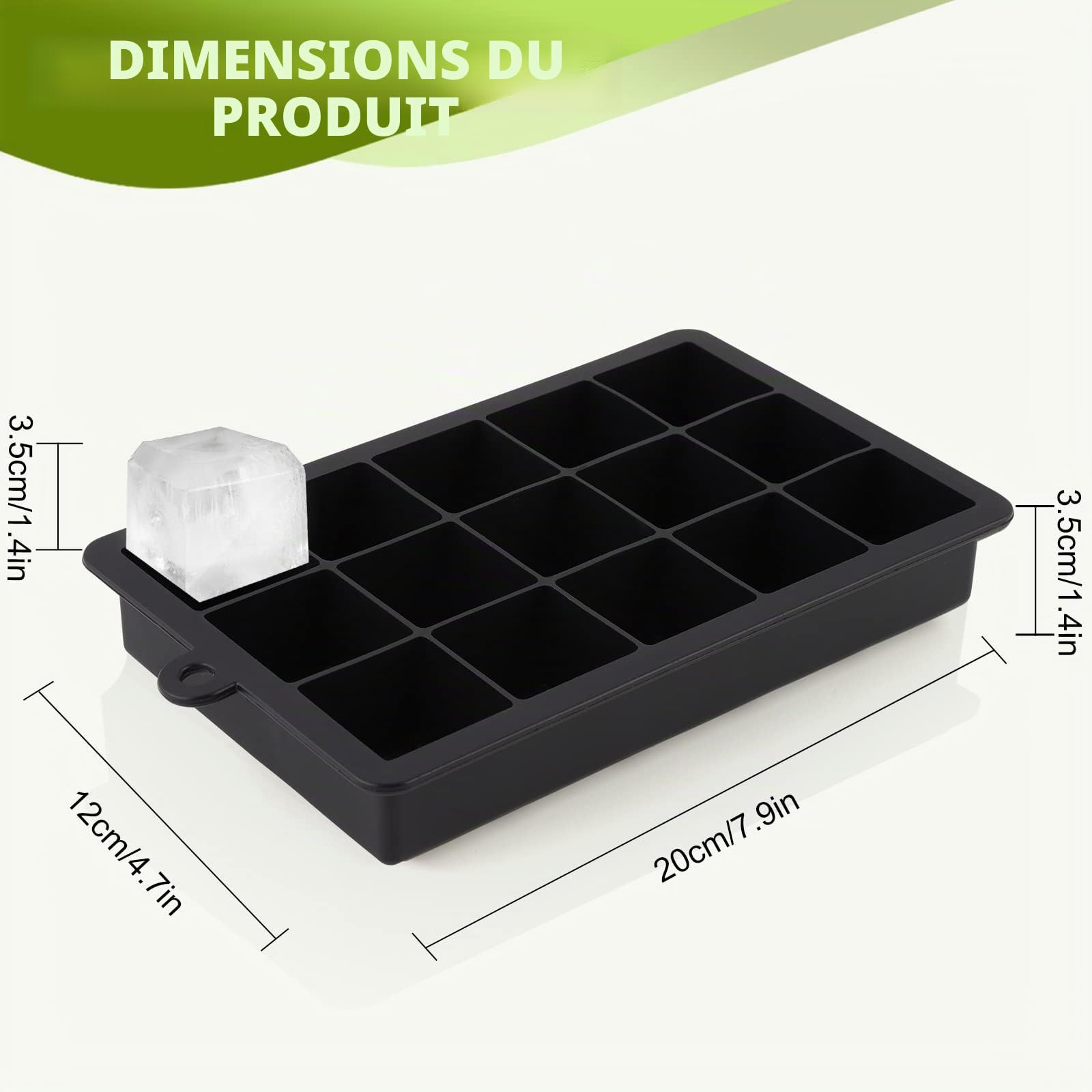 Bac à Glaçons 15 Compartiments Lot de 3 en Silicone avec Couvercle Grand Moule Empilable sans BPA
