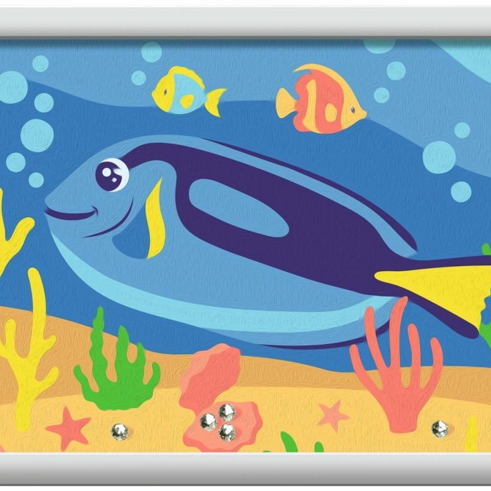 Ravensburger - CreArt E Series - Blue Fish | Paint By Numbers | Paint Kit | Measures 14 x 19 | Children's Games 7 Years | Gift Ideas | Gift Child 7 Years