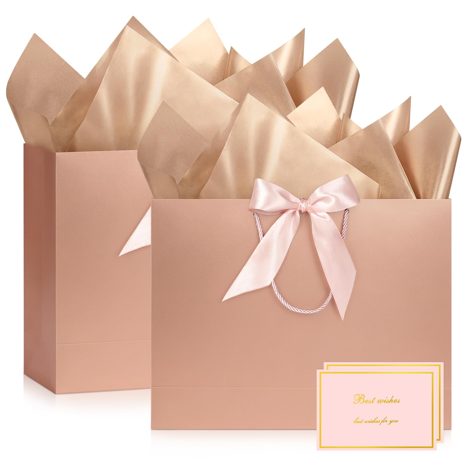 YoungTree Medium Rose Gold Gift Bag 28x20x10 cm 2-Pack — image 1