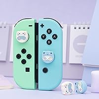 Vista 5 de GeekShare Cute Animal Theme Thumb Grip CapsCompatible with Nintendo Switch OLED Switch Lite Soft Silicone Joystick Cover4PCS- Gaming Cat