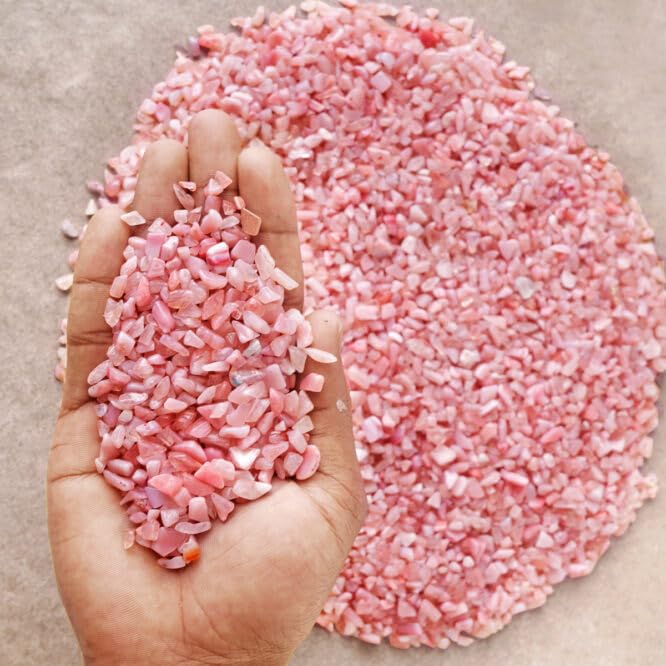 Image of Natural Pink Opal Crystal Chips Stone 50 Gm for Reiki, Meditation, Vastu & Fen