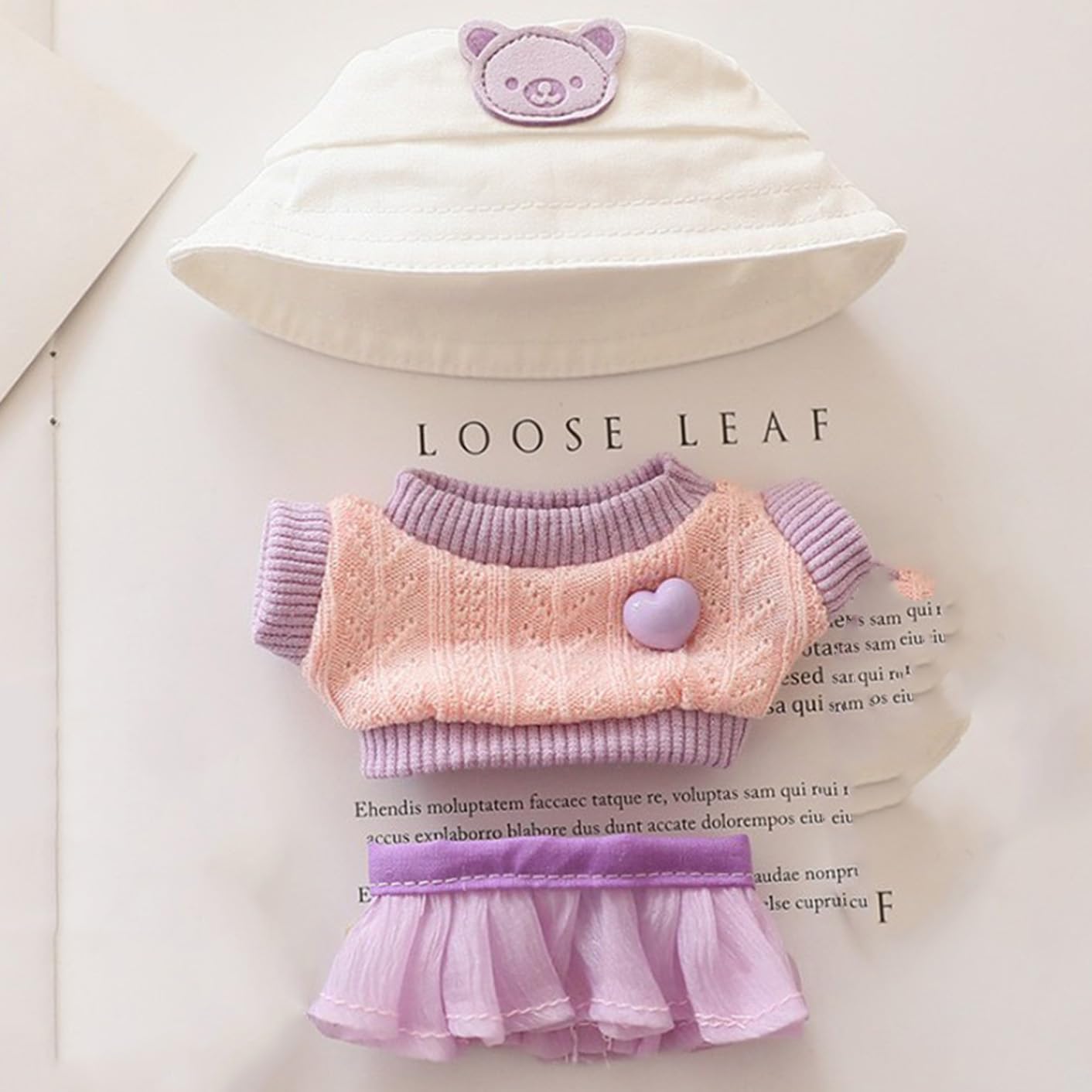 Clothes for Labubu Sweater Clothes Accessories(No Doll Only Clothes), Stylish Outfit Suitable for 6.69inch (17cm) Doll Soft Clothing Replacement (Purple+hat)