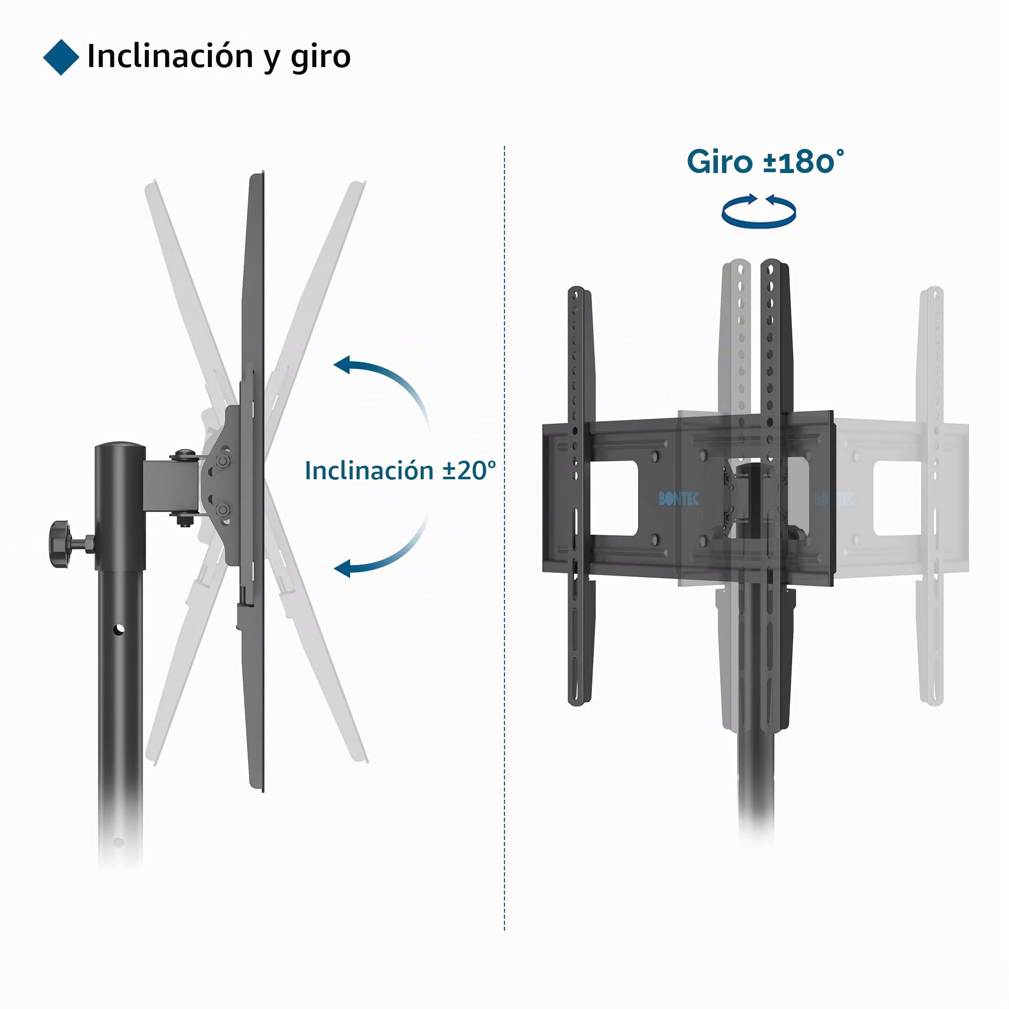 BONTEC Soporte TV Pie Trípode 32-60 Pulgadas Planas Curvadas