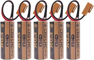 [5-Pack] BUCADU CR8. LHC 3V 2600mAh Battery for Fuji FDK Fanuc System A98L-0031-0012 with Brown Connector Replace for Sanyo CR17450SE-R Battery