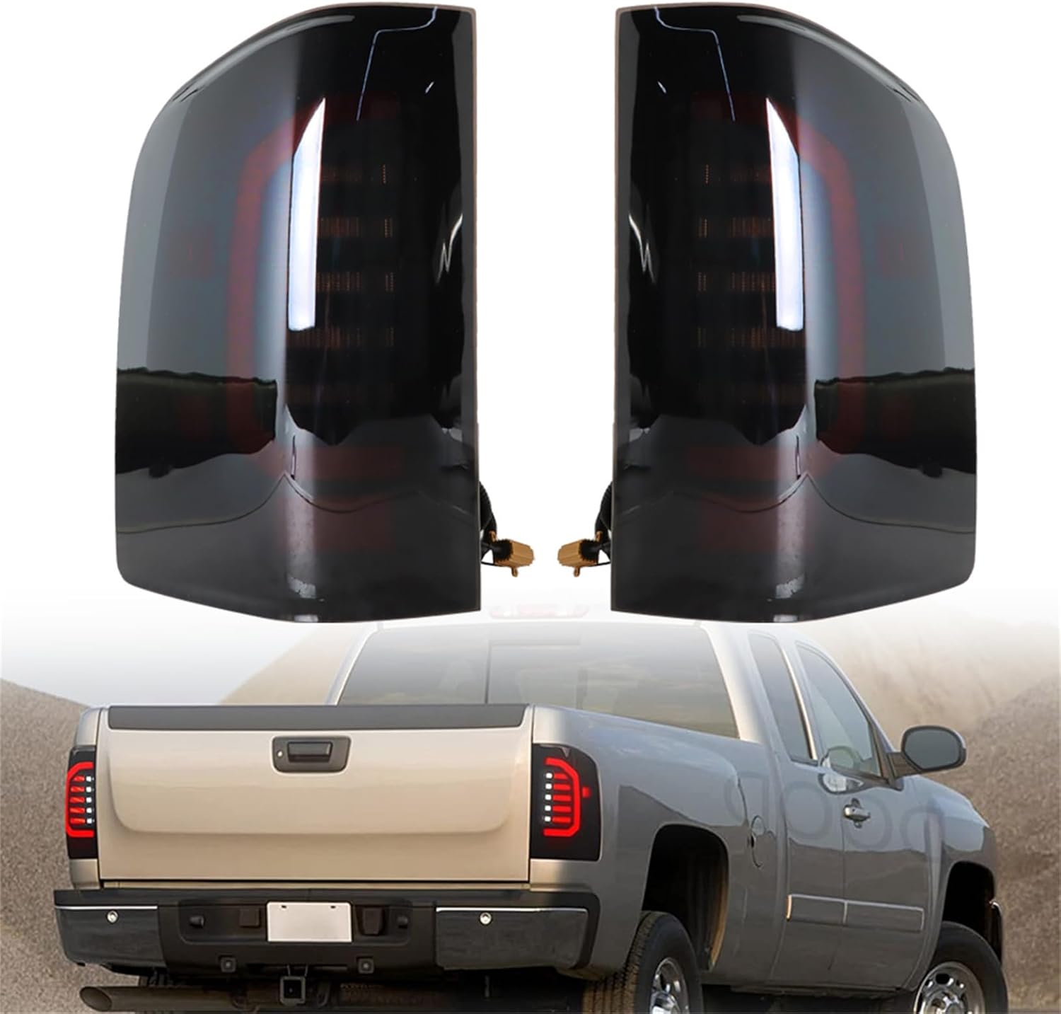 LABLT Driver Passenger Side Tail Light Assembly Black Housing Replacement for Silverado 2007 2008 2009 2010 2011 2012 2013 Tail Lamps Assembly Replacement for 25958482 25958483