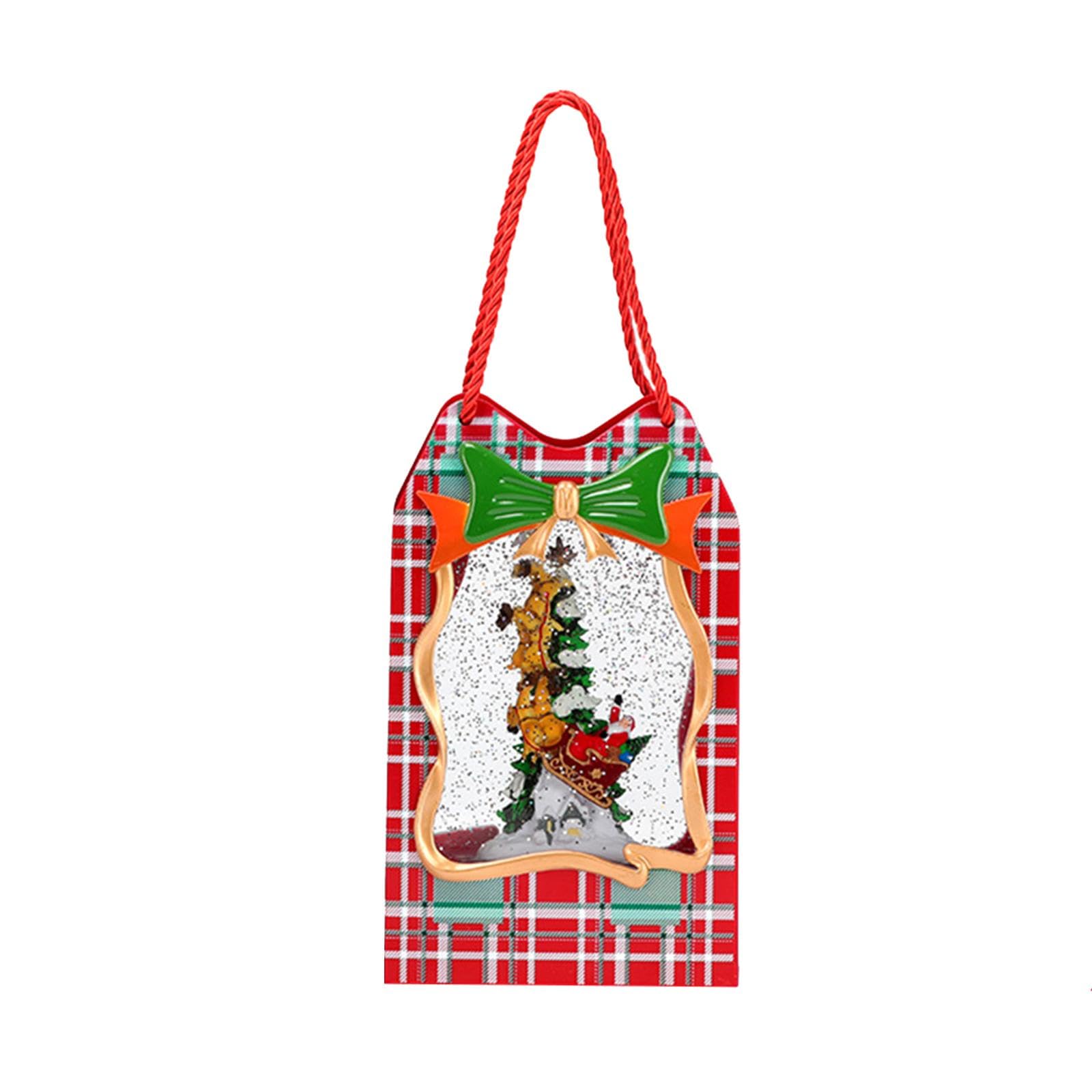 Qianly Boîte à Musique Scène de Noël Éclairée Ornement de Fête Lanterne Décorative Boule Scintillante avec 8 Chansons et Double Alimentation Adapté pour Le, Le Traîneau du Père