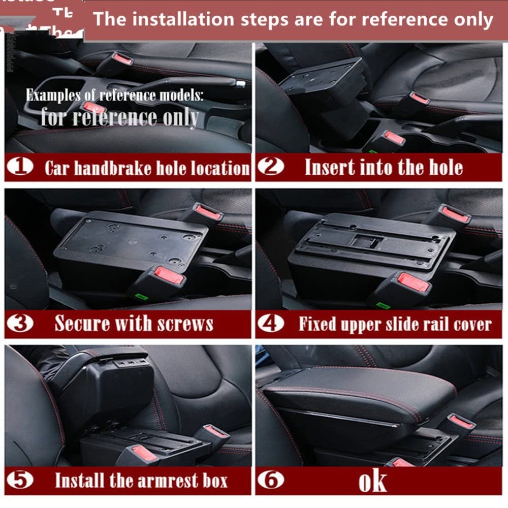 Gemodificeerde armleuning doos voor Ford Fiesta MK7 Armsteun Box 2009-2017 Centrale Store Centre Console met Bekerhouder (C Styke Zwart Wit