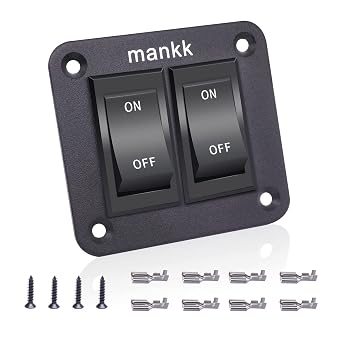 mankk On-Off Switch 12V 20A 4 Pins DPST Rocker Switch and Reverse Polarity Momentary Rocker Switch 12V DC 20A 4 Pin DPDT ON-Off-ON