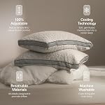 Coop Home Goods Eden Cool Adjustable Pillow Queen Size, Bed Pillow for Sleeping, Back, Stomach and Side Sleeper, Medium Soft Memory Foam Cooling Gel - CertiPUR-US/GREENGUARD Gold