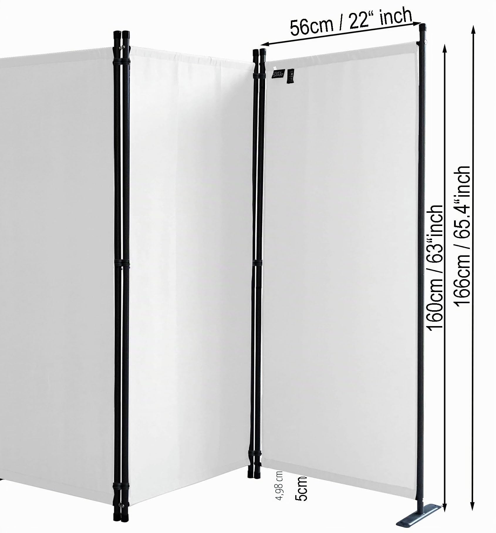 QUICK STAR Paravent 170 x 165 cm Séparateur de Tissu Jardin en 3 Parties Pliable Balcon Écran de confidentialité partition Blanc