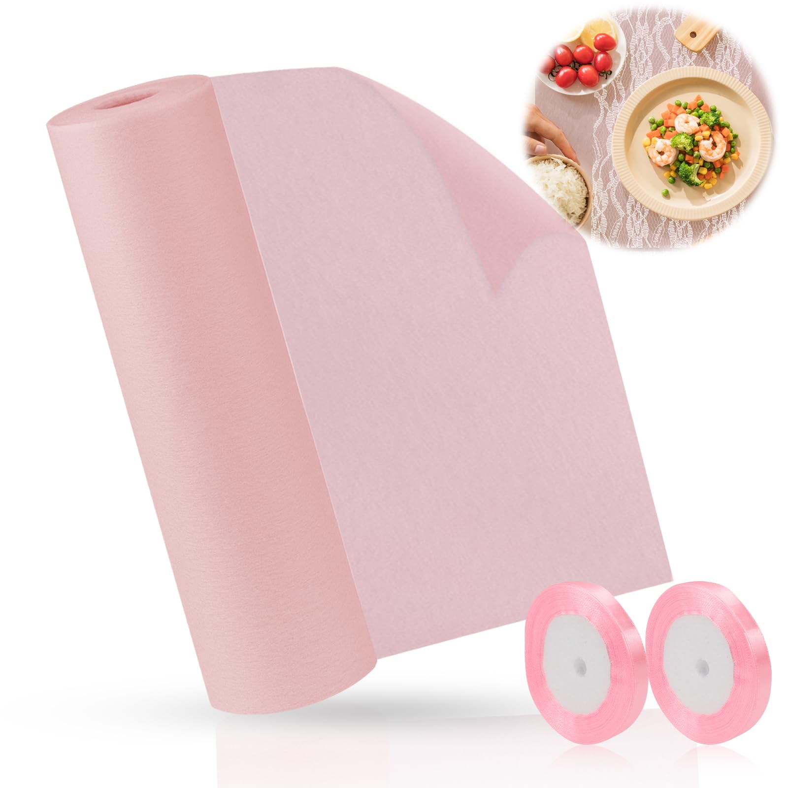 Vlies Tischläufer 30cm x 25m Dekoratives Tischband Pink Edle Tischdeko mit Geschenkband für Geburtstage & Hochzeiten, Taufe,Konfirmation oder Kommunion usw