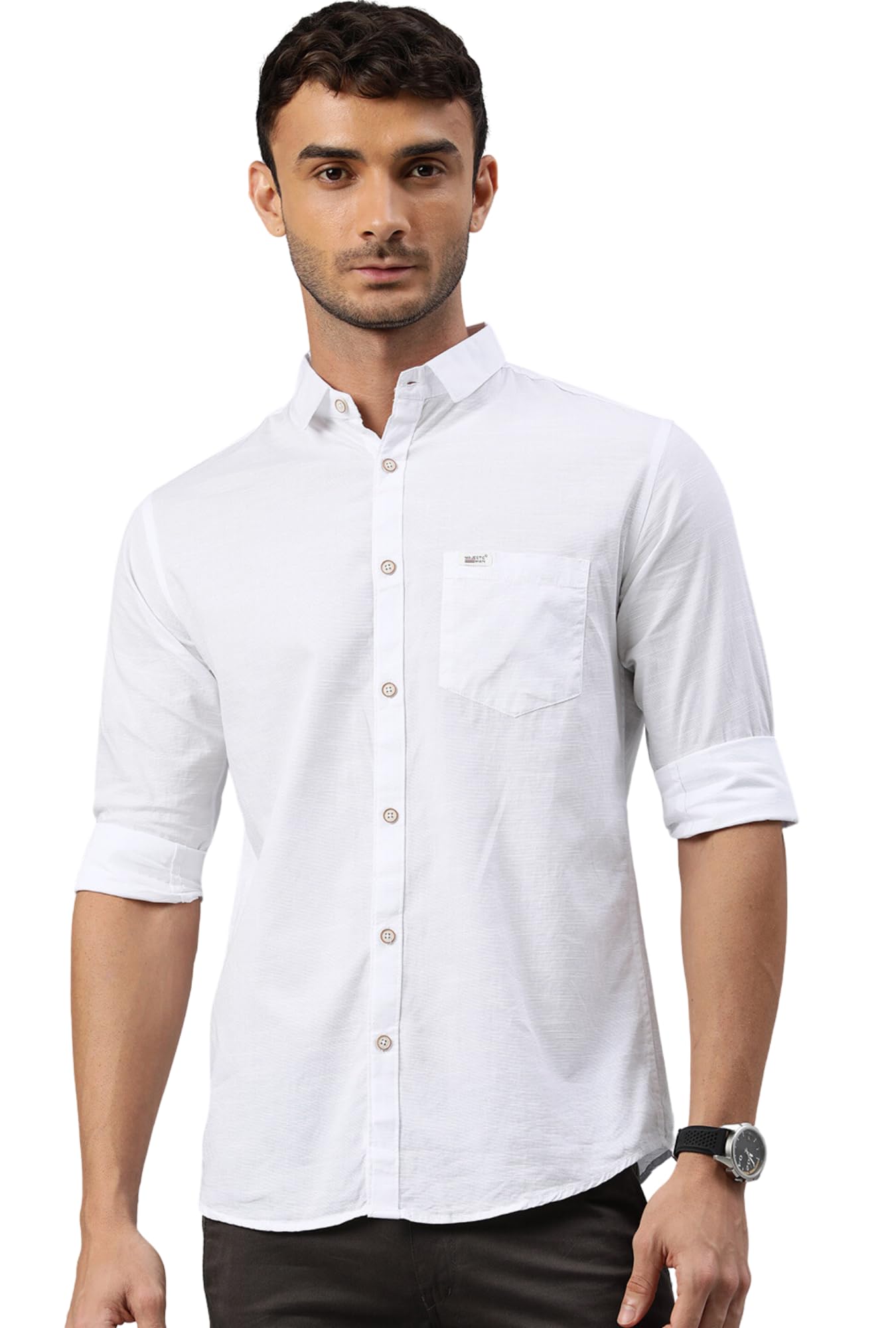 Majestic Man Men Comfort Slim Fit Solid Cotton Casual Shirt