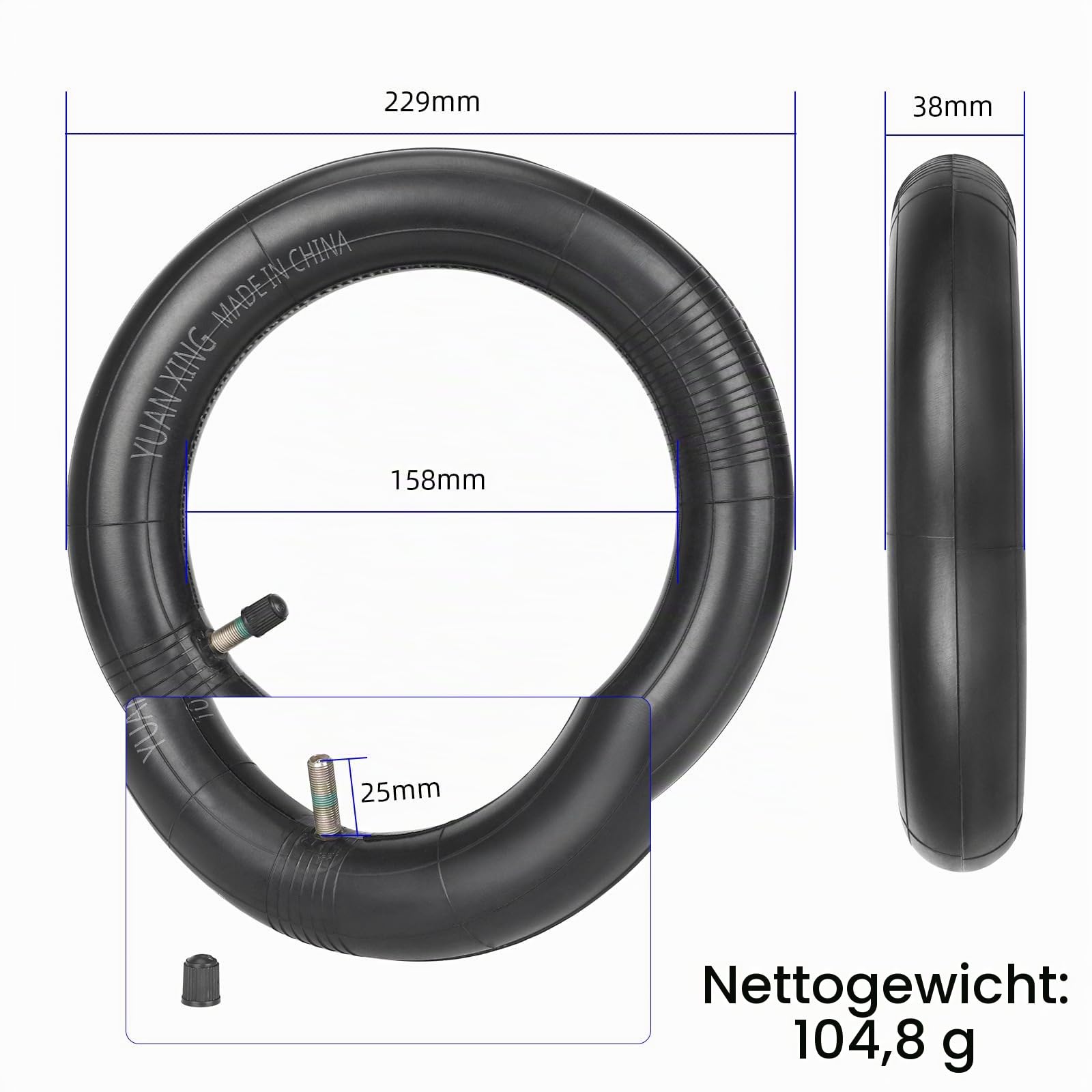 10x2,125 Außen-und Innen Reifen für Segway Ninebot D18 D28 D38 F20 F25 F30 F40 F40 D2 F65D für Navee V25i Pro/V40i Pro/V50i Pro Elektroroller, Ersatzreifen mit Schlauch für E-Scooter (1 Satz)
