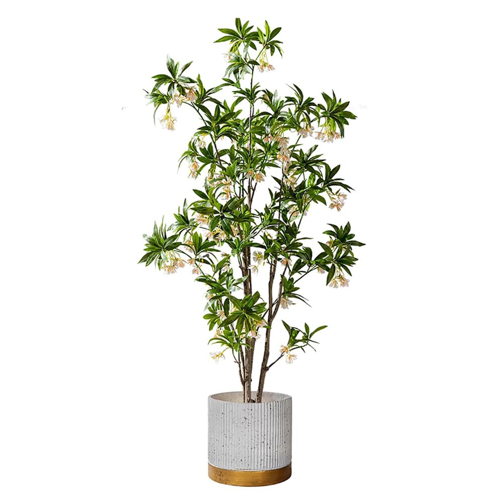 SWENEEN 180Cm High Artificial Water Stone Banyan Tree,Indoor Artificial Tree Potted Plant With Realistic Artificial Flowers,Decorative Green Artificial Tree,Tall Simulation Plant,B High 180cm