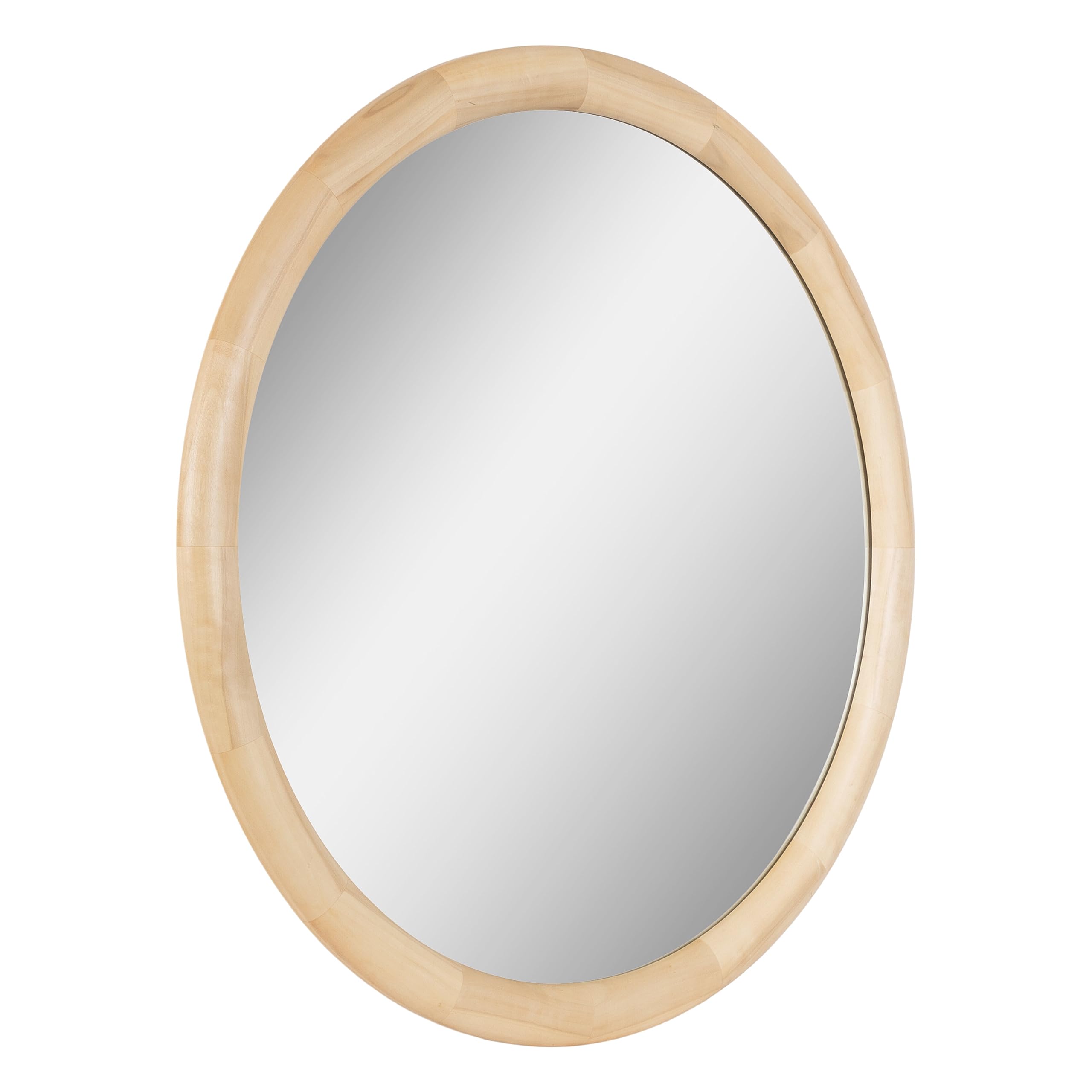 Kate and LaurelKate and Laurel Dessa Modern Round Wooden Wall Mirror, 32 Inch Diameter, Natural, Transitional Circle Bathroom Vanity Mirror with Chunky Rounded Profile and Solid Poplar Wood Frame