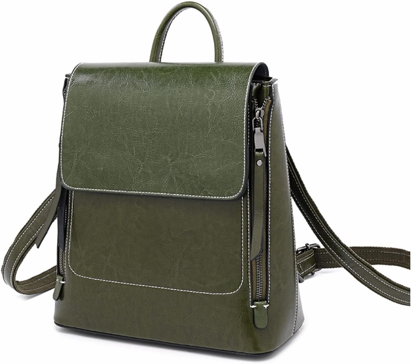 YIORYO Backpack for Women, Multi-functional Retro Leather Backpack Shoulder Bag for Office, Shopping, Trip (Gray : Green)