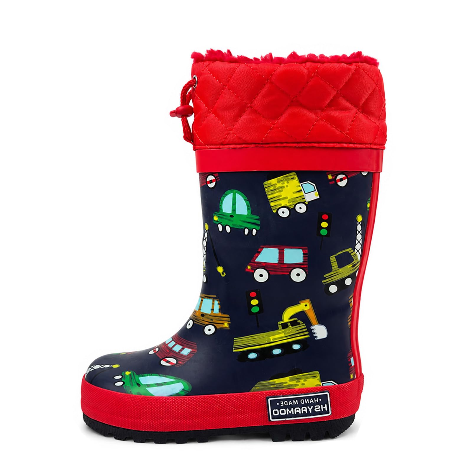 YAAMOO Gummistiefel Kinder Gefüttert aus Naturkautschuk, Gefütterte Regenstiefel Wasserdicht, Kinder Gummistiefel für Jungen und Mädchen