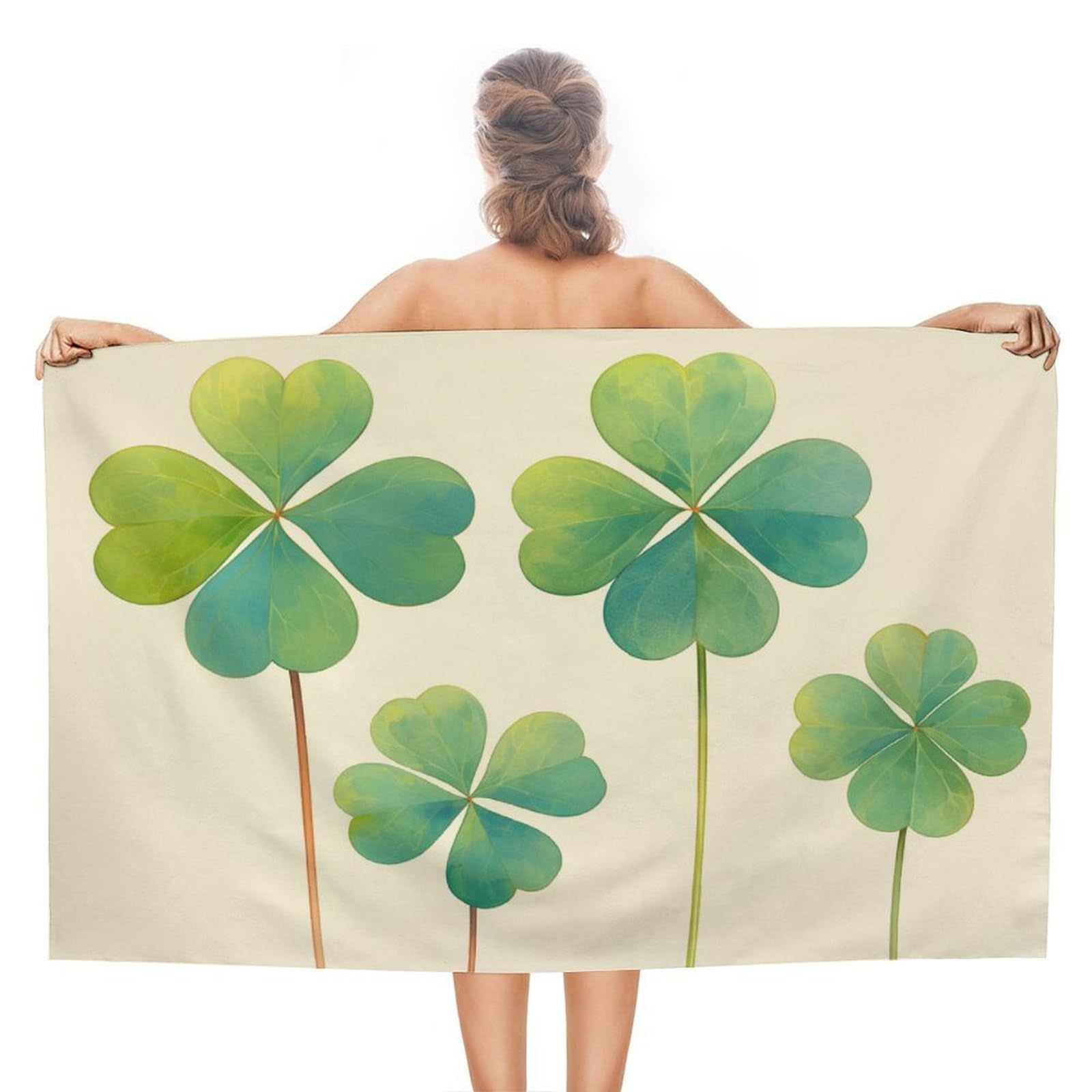 LSRCPD Vintage Four-leaf Clovers Beach Towel Sand Free Microfiber Large Shower Towels Multipurpose Absorbent for Bathroom Pool 130x80 CM