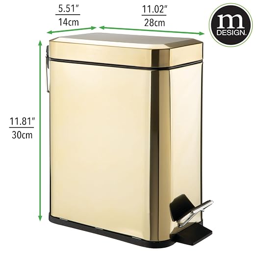 Caneca rectangular metal 1.3 galones con tapa Soft Brass miniatura 4
